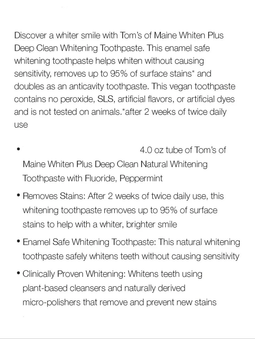 🔮3/$15 Toms of Maine Whiten + Deep Clean Anticavity Toothpaste Peppermint